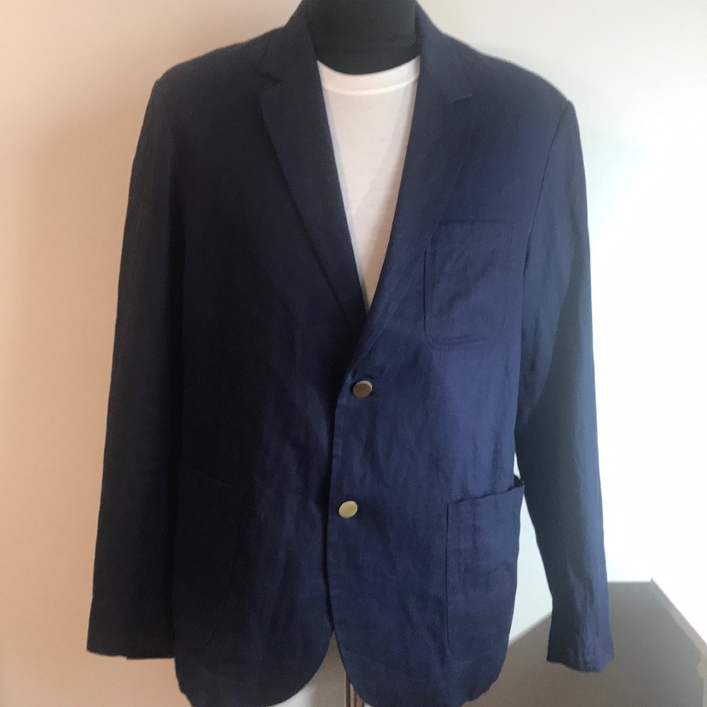 Vince Blue Sport Coat with Notched Lapel and Textured Fabric. MensXL